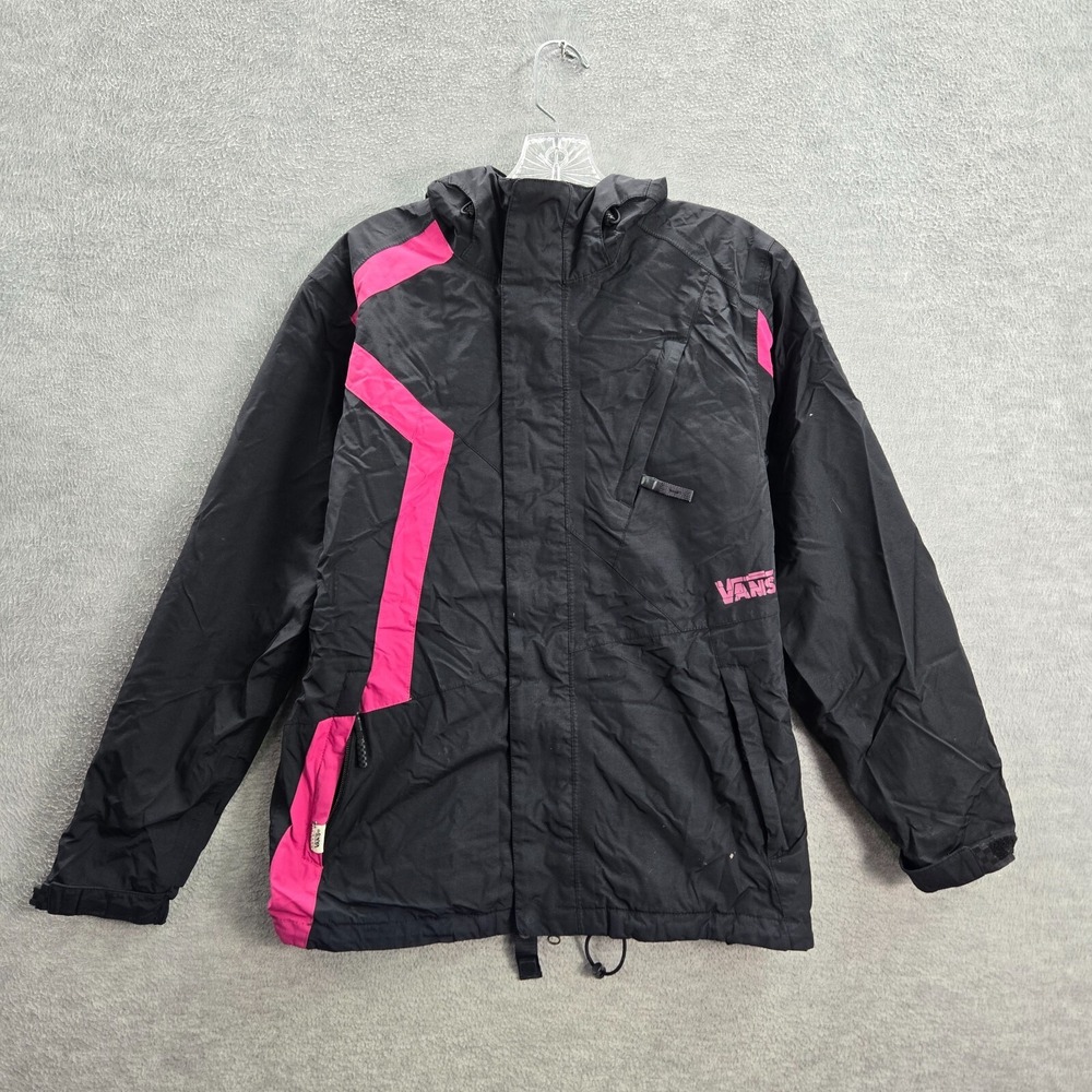 VANS Women Activewear Jacket Small Black Pink Colorblock Snow Full Zip Pocket‎